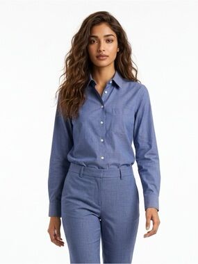 Theory Women's Button-Down Shirt in Chambray Blue